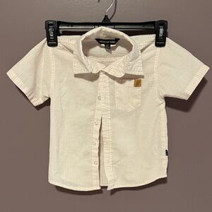Kids button down. Pink/white striped 4T.